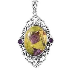 Tasmanian Stichtite and Amethyst Pendant in Sterling Silver